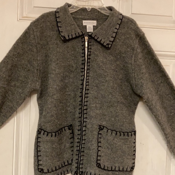 Worthington small wool gray zip up sweater. - Picture 3 of 7
